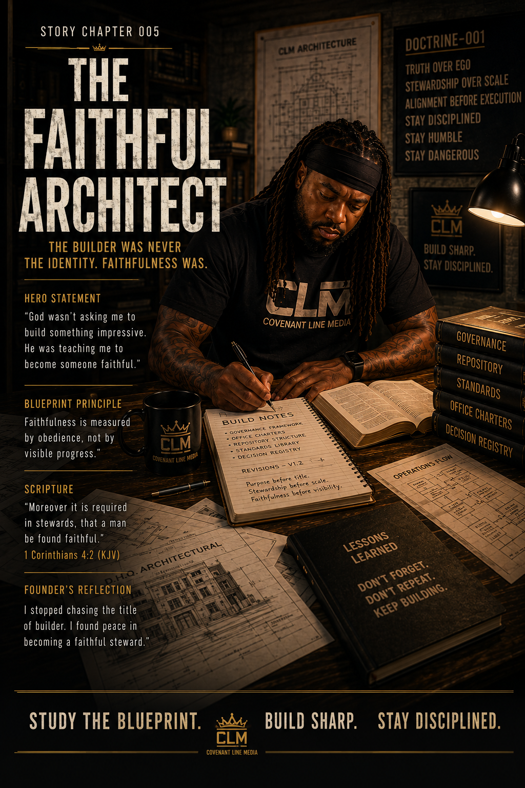 Original public visual for Story Chapter 005, The Faithful Architect